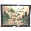 Image 1 : LARGE CHINESE FRAMED SEMI-PRECIOUS STONE MOUNTED LACQUERED WALL  PLAQUE, 20th century, the elabor…