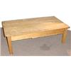 Image 1 : STRIPPED AND WAXED PINE PLANK TOP RECTANGULAR COCKTAIL TABLE; 18  inch height; 29 inches by 54 in…