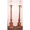 Image 1 : PAIR OF GEORGIAN STYLE CARVED AND WAXED PINE TORCHERES, 20th  century, having circular beveled ed…