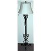 Image 1 : COLONIAL STYLE WROUGHT IRON FLOOR LAMP, having a pierced  scrolled base, resting on scrolled feet…