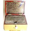 Image 1 : LACQUERED CHINESE HINGED TEA CADDY WITH PEWTER INTERIOR, mid 19th  century, fully decorated top, …