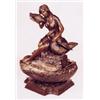 Image 1 : LARGE CHOCOLATE BROWN PATINATED BRONZE FIGURAL FOUNTAIN, modeled as  a young girl listening to a …