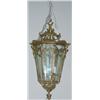 Image 1 : LOUIS XVI STYLE GILT BRONZE FOUR-LIGHT HALL LANTERN, of octagonal  cage design with bevelled glas…