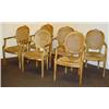 Image 1 : SET OF SIX DESIGNER "TREE BARK" FRAME RUSHSEAT ARMCHAIRS,  realistically carved with oval caned b…
