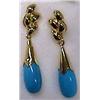 Image 1 : PAIR OF 14 KT. YELLOW GOLD AND TURQUOISE DROP EARRINGS …