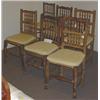 Image 1 : HARLEQUIN SET OF SIX SPINDLE BACK DESIGN RUSH SEAT SIDE CHAIRS,  19th century, with tie-back loos…