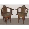 Image 1 : PAIR OF MOROCCAN INLAID ARMCHAIRS, early 20th century, with  mother-of-pearl and exotic woods, ea…