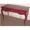 Image 1 : HIGH GLOSS BURGUNDY LACQUERED FRENCH STYLE THREE-DRAWER BRONZE  MOUNTED WRITING TABLE, by Century…