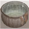 Image 1 : LARGE MELON FORM COPPER POT, having iron handles; 20 inch  diameter; 14-1/2 inch height…