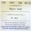 Image 3 : Canada - 50 Cents - 1947 - Maple Leaf - ICCS - MS-62
