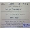 Image 3 : USA - 1 Cent - 1858 - Large Letters - ICCS - F-15