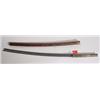 Image 1 : GOOD QUALITY BURMESE DHA SWORD, late 19th century, having a wooden  and brass-banded metal scabba…