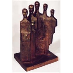 JORGE ALARCON ISLAS (Mexican, b. 1933), patinated bronze sculpture,  "Semblanzas del Estado de Hi…