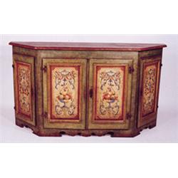 SUPERBLY DECORATED ITALIAN FOUR-DOOR BUFFET, early 20th century,  with canted corners, iron hardw…