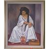 Image 1 : RAUL ANGUIANO VALADEZ (Mexican, b. 1915), oil on canvas, "Seated  Woman with Ceramic Vessel", 39 …