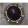 Image 1 : 14 KT. YELLOW GOLD, DIAMOND AND CABACHON RUBY RING, the diamonds  totaling approximately 1.47 cts…