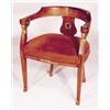 Image 1 : EMPIRE STYLE BARRELBACK DESIGN BRONZE MOUNTED WALNUT ARM CHAIR,  last half 19th century, the fidd…