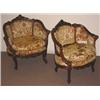 Image 1 : PAIR OF LOUIS XV STYLE WALNUT UPHOLSTERED BERGERES, last quarter  19th century, with floral carve…
