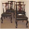 Image 1 : SET OF FOUR CHIPPENDALE STYLE MAHOGANY SIDE CHAIRS, last quarter  19th century, the allover leath…