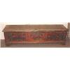 Image 1 : LARGE DECORATED CENTRAL EUROPEAN HINGED PINE COFFER, last half 19th  century, having floral and f…