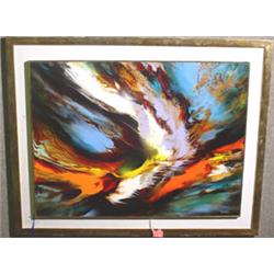 LEONARDO NIERMAN (Mexican, b. 1932), acrylic on board, "Tempest";  24 inches by 32 inches, signed…
