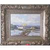 Image 1 : CLIFTON (American 20th century) oil on canvas; 12 inches by 16  inches; "Winter Landscape"; signe…