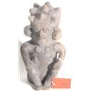 Image 1 : PRE-COLUMBIAN ECUADORIAN BLACKWARE FIGURAL WHISTLE, depicting a  seated man wearing a spiked head…