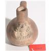Image 1 : PRE-COLUMBIAN ECUADORIAN SPHERICAL BROWN-ON-BUFF FIGURAL BOTTLE,  having one handle, the body dec…