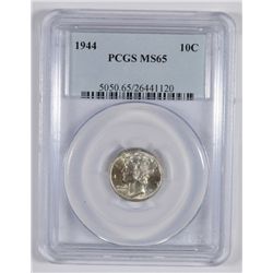 1944 MERCURY DIME, PCGS MS-65