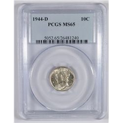 1944-D MERCURY DIME, PCGS MS-65