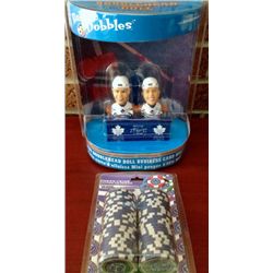 Mats Sundin & Tie Domi Business Holder with  Bobble Heads & TML Poke Chips