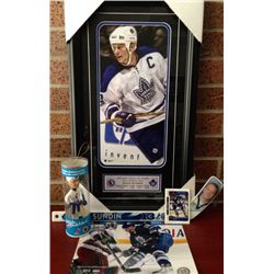 Mats Sundin Collectibles The Hall of Fame Portrait Frame 17x8 Inches,  8x10 Action Photo Signed, Col