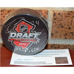 Nathan MacKinnon "2013 #1 Draft Pick"""" Signed  New Jersey Draft 2013 Puck"""