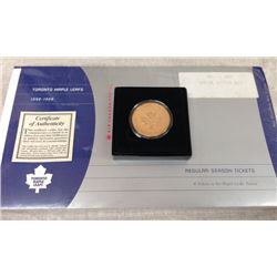 Toronto Maple Leafs Inaugural Coin at  Air  Canada Center. Coin is 24kt gold over sterling silver wi