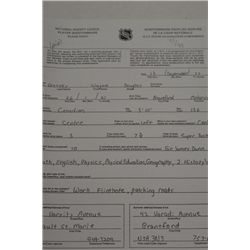 Wayne Gretzky dated September 15, 1977 (  Copy) of NHL  Players form in Wayne,s  handwriting. Includ