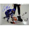 Image 1 : Tie Domi Classic Fight Photo with Donald  Brashear- Down on the Ice- Hand Signed by Tie  Domi with C