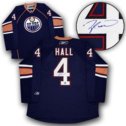 Edmonton Oilers Taylor Hall Hand Signed Rebok  Premier Navy Rookie Jersey with Certificate  of Authe