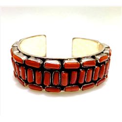 Sterling Silver .925  Red Coral Bangle