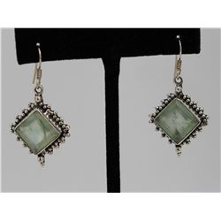 Sterling Silver .925 Light Green Gem Earrings