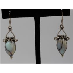 Sterling Silver .925 Light Blue Gem Earrings