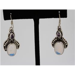 Sterling Silver .925 Vintage Moon Stone Earrings