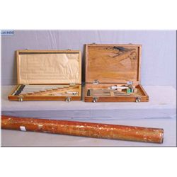 Two sets of wooden boxed tools including bore micrometer and depth micrometer both by Mitutyo and a 