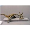 Image 1 : Two brass bird sculptures including large ducks in flight 30" in length by 12" in height