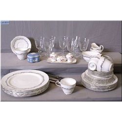 Setting for six of Aynsley bone china including dinner plates, side plates, bread and butter, cups, 