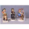 Image 1 : Three small Hummel figurines including "Chimney Sweep", "Merry Wanderer" and "Appletree Girl"