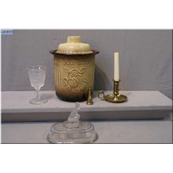 A selection of collectibles including glazed stoneware lidded Rumtopf jar and a Westward HO  Tippeca