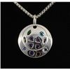 Image 1 : 4.75gram Round Silver Pendant w/ Multi Color Stone