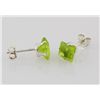 Image 1 : Sterling Silver Earring Prong Set Peridot Crystal