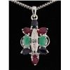Image 1 : Butterfly 4.08g Sterling Silver Multi Precious Pendant