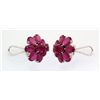 Image 1 : Beautiful 51.30CTW Flower Pink Ruby Silver Earring